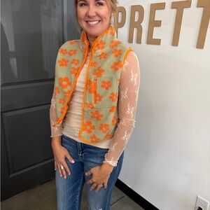 Floral Orange Vest for Women